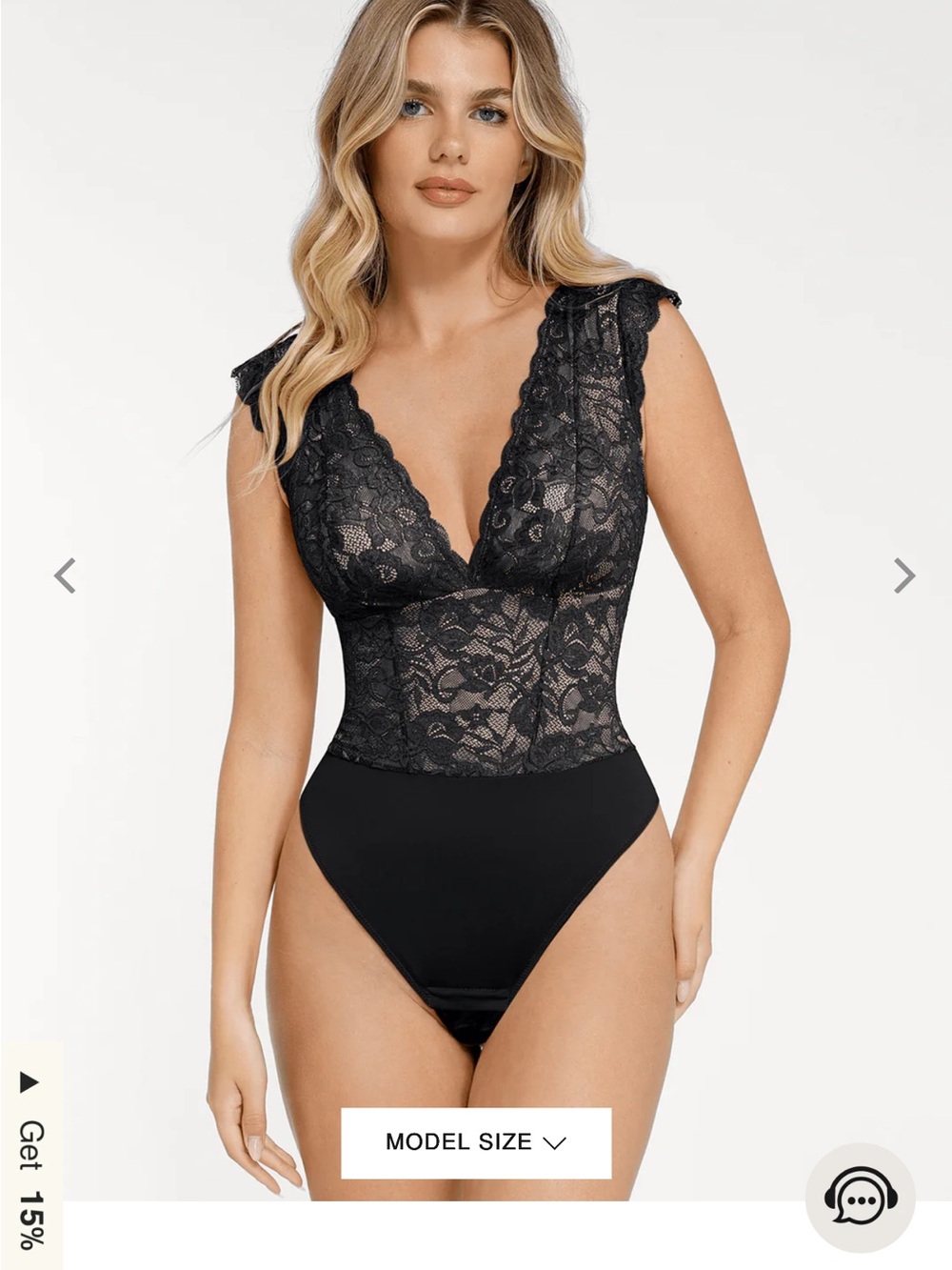 NWT Popilush Shapewear V-neck Sleeveless Sculpting Lace Bodysuit